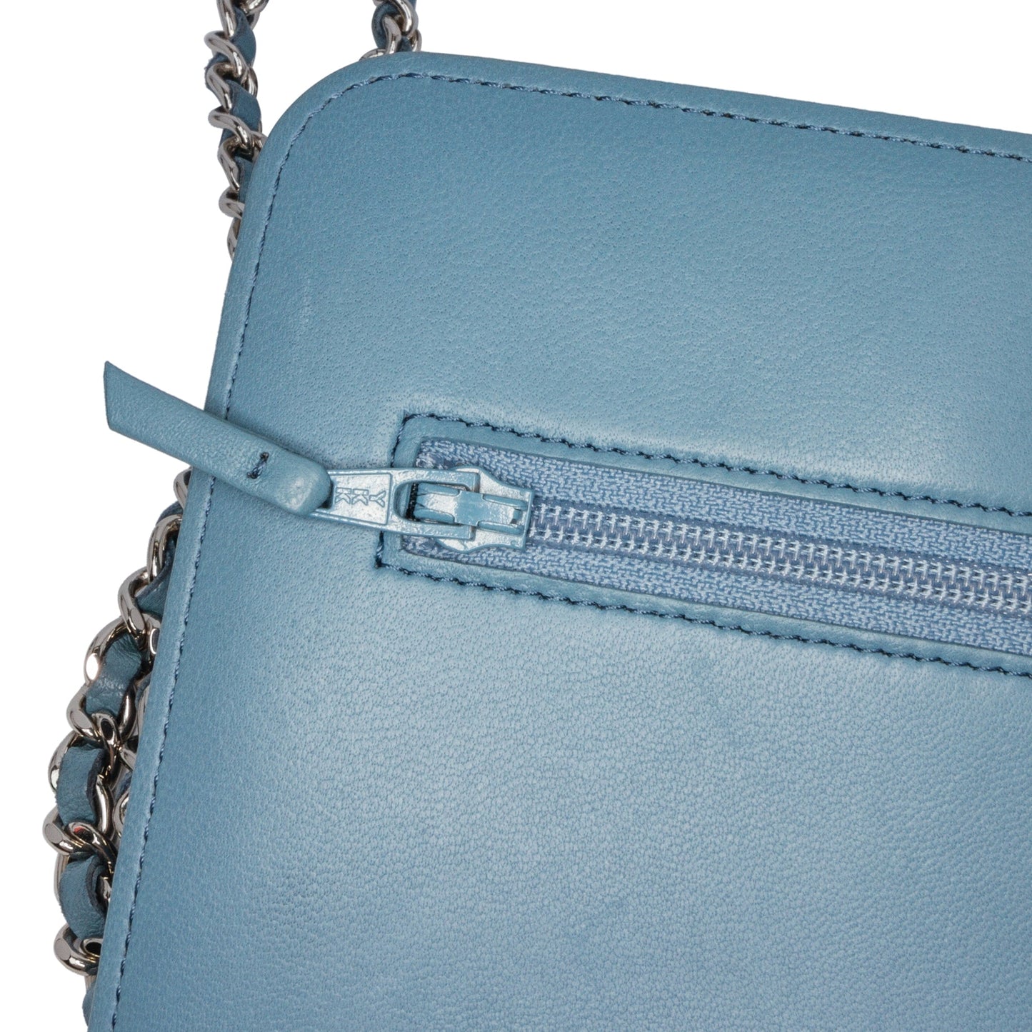 Blue Chanel Lambskin Boy Wallet On Chain Crossbody Bag