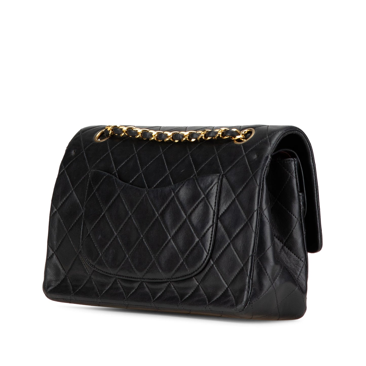Black Chanel Medium Classic Lambskin Double Flap Shoulder Bag