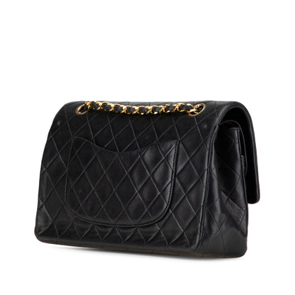 Black Chanel Medium Classic Lambskin Double Flap Shoulder Bag