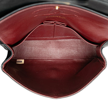 Black Chanel Medium Classic Lambskin Double Flap Shoulder Bag