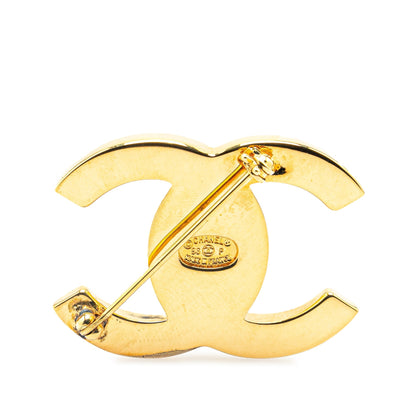 Gold Chanel Gold Plated CC Turn-Lock Brooch