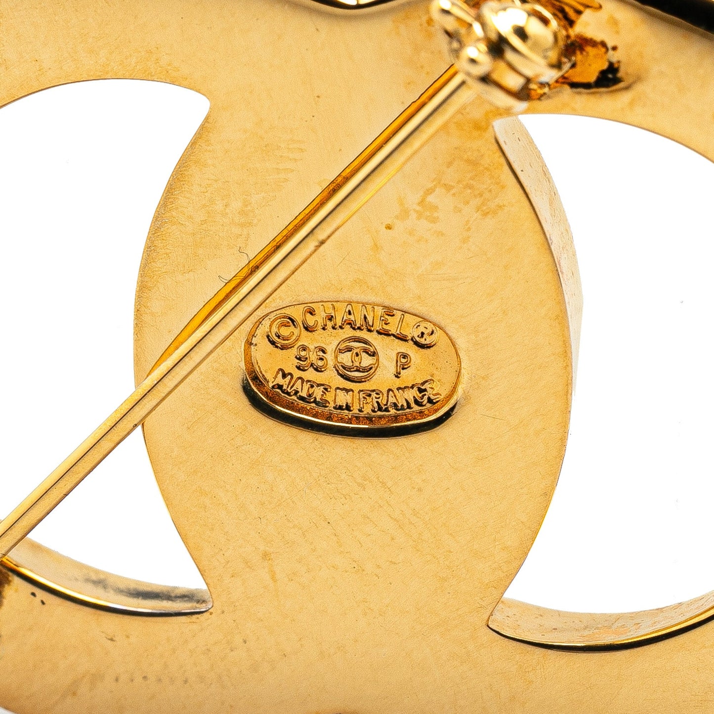 Gold Chanel Gold Plated CC Turn-Lock Brooch