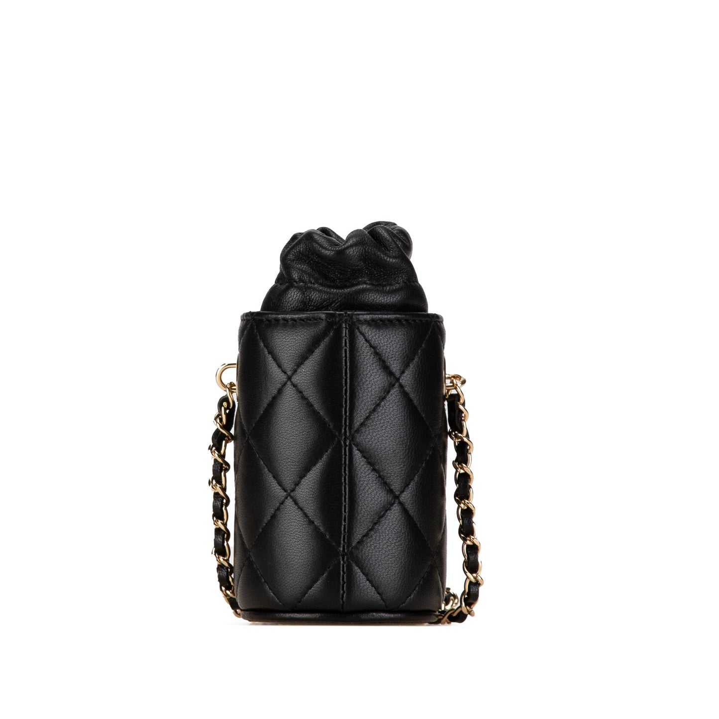Black Chanel Micro CC Quilted Calfskin Drawstring Bucket Bag