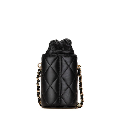 Black Chanel Micro CC Quilted Calfskin Drawstring Bucket Bag