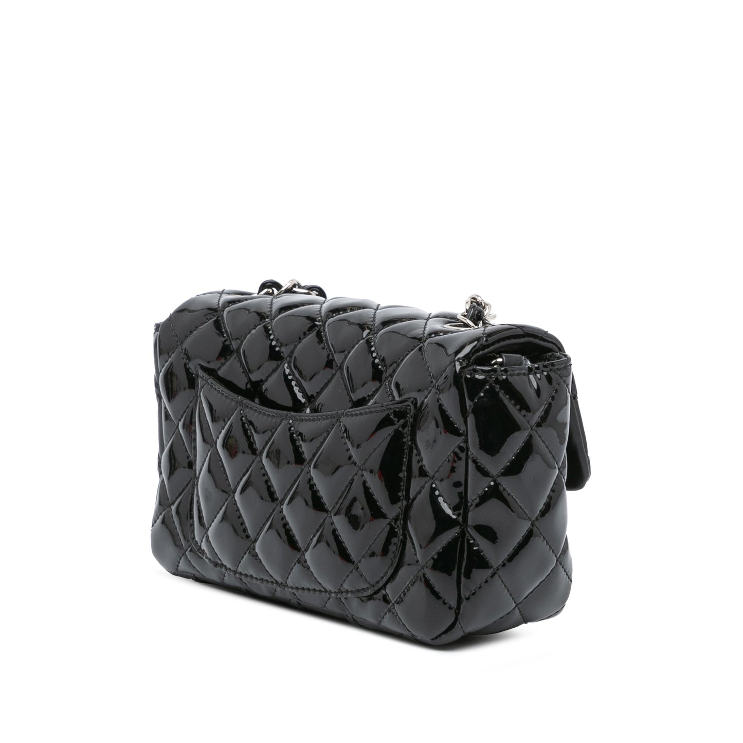 Black Chanel Mini Rectangular Classic Patent Single Flap Crossbody Bag