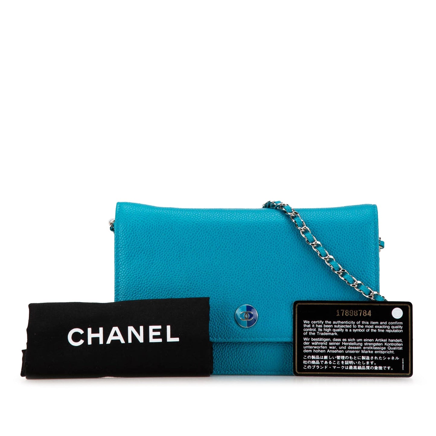 Blue Chanel Caviar Bicolor CC Wallet On Chain Crossbody Bag