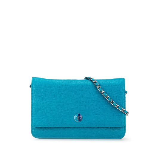 Blue Chanel Caviar Bicolor CC Wallet On Chain Crossbody Bag