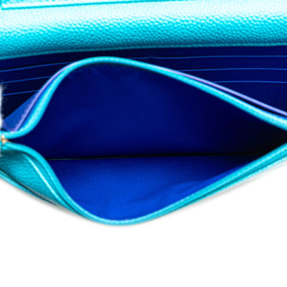 Blue Chanel Caviar Bicolor CC Wallet On Chain Crossbody Bag