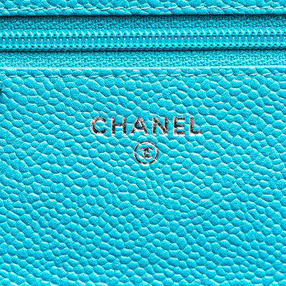 Blue Chanel Caviar Bicolor CC Wallet On Chain Crossbody Bag