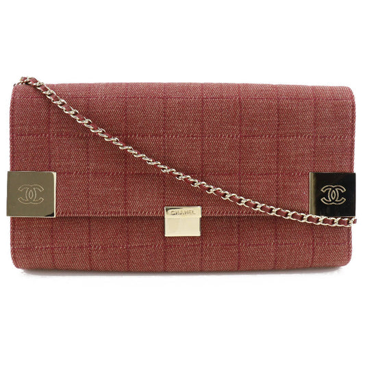Chanel Chocolate Bar Chain Shoulder Bag Canvas Shoulder Bag 711720 in Great Condition