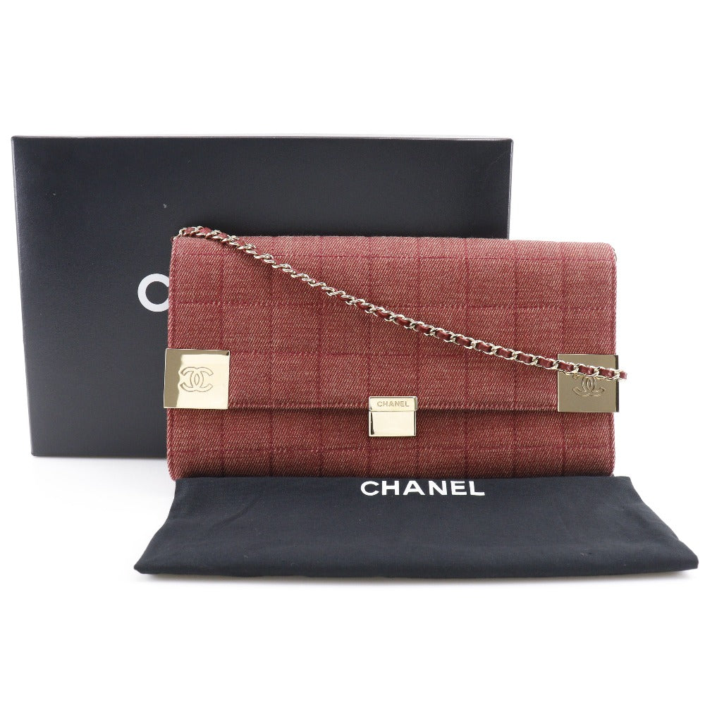Chanel Chocolate Bar Chain Shoulder Bag Canvas Shoulder Bag 711720 in Great Condition