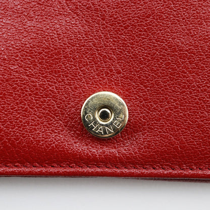 Chanel Studded Chain Wallet Red Leather
