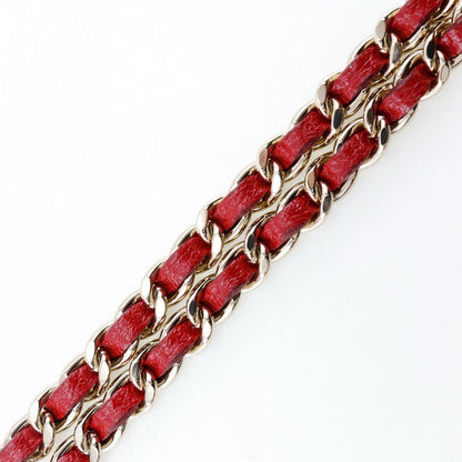 Chanel Studded Chain Wallet Red Leather