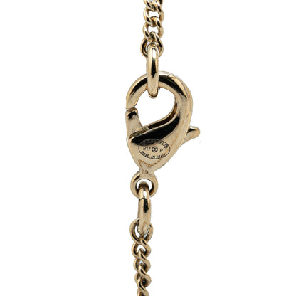 Gold Chanel Gold Plated CC Faux Pearl Pendant Necklace