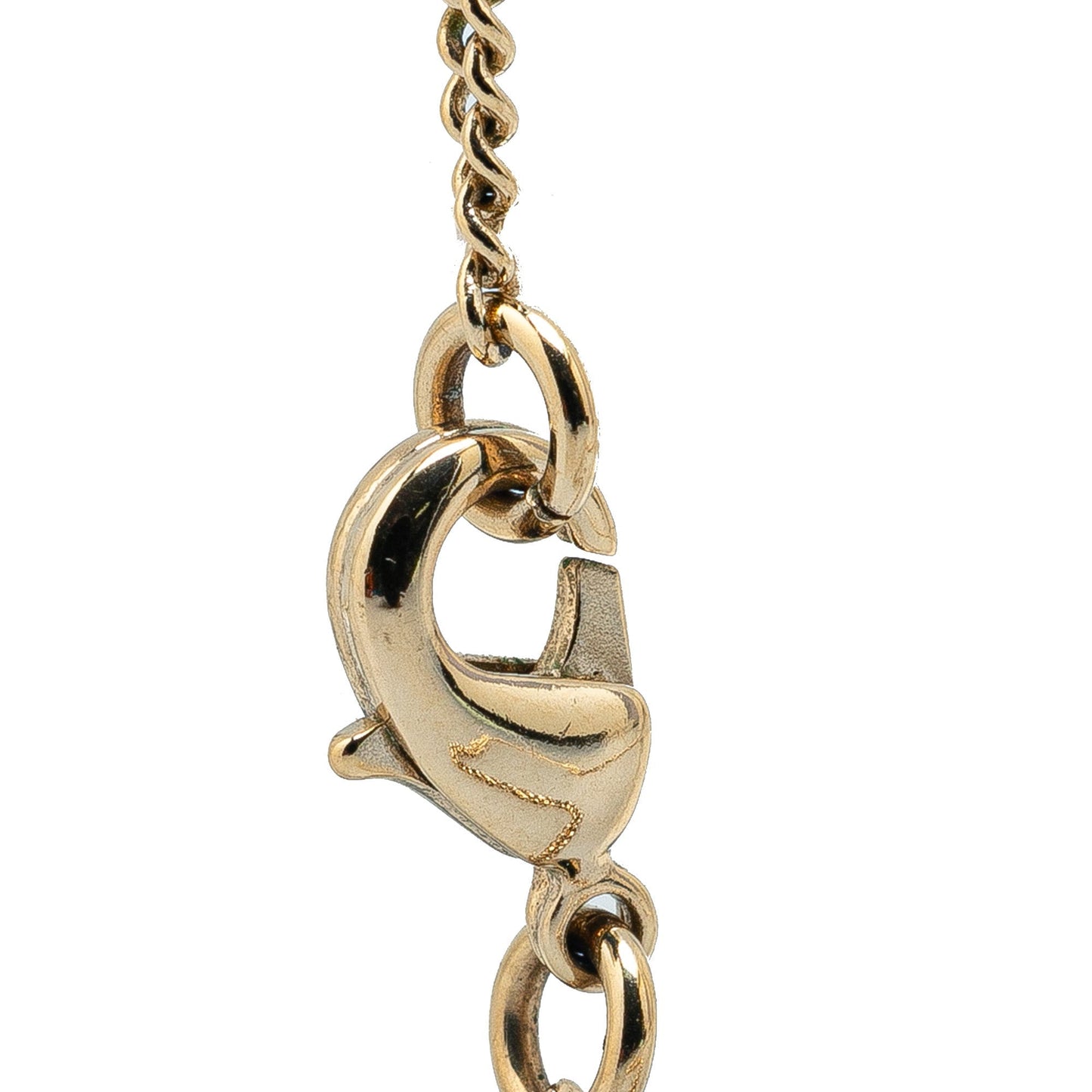 Gold Chanel Gold Plated CC Faux Pearl Pendant Necklace