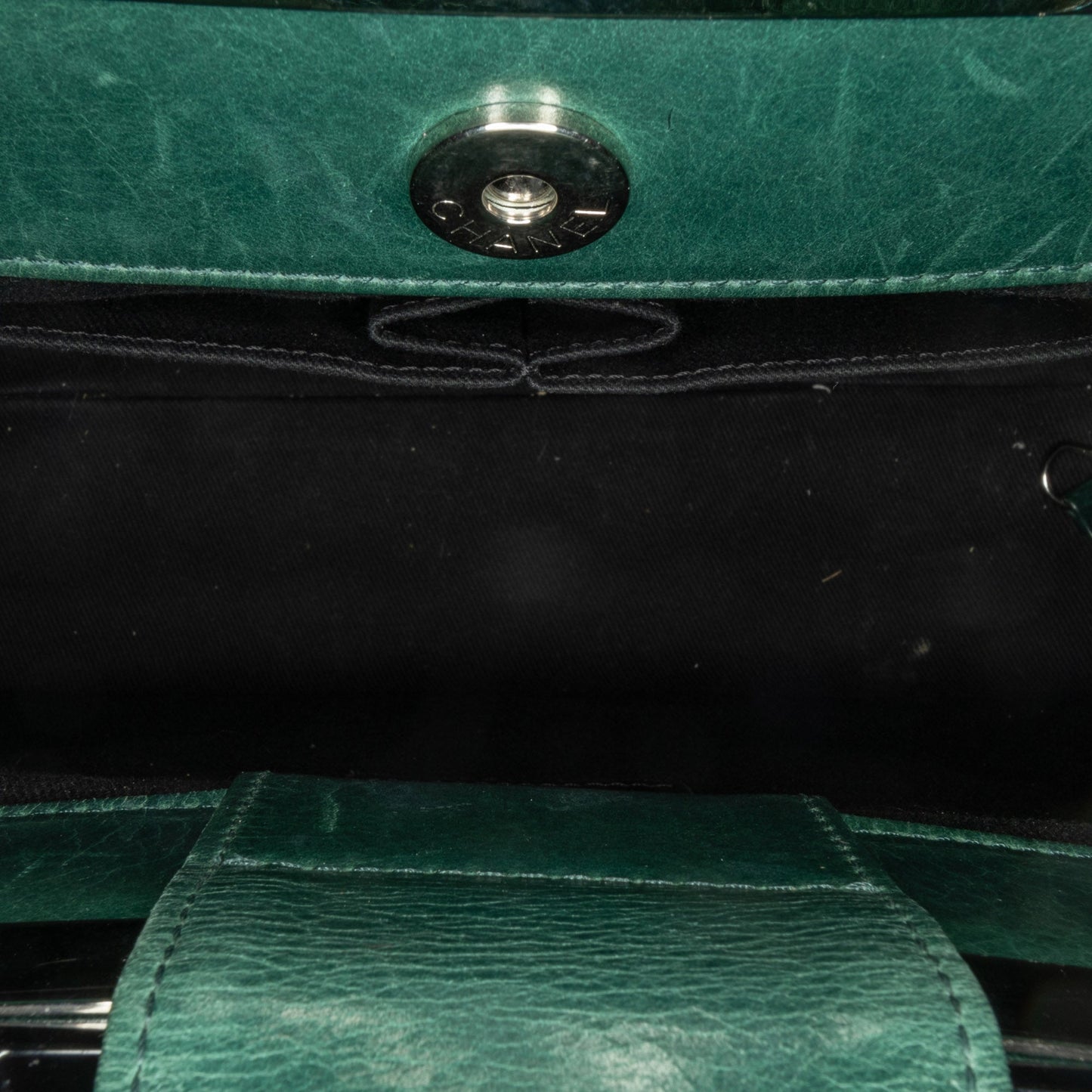 Green Chanel Small Glazed Calfskin CC Delivery Tote Satchel