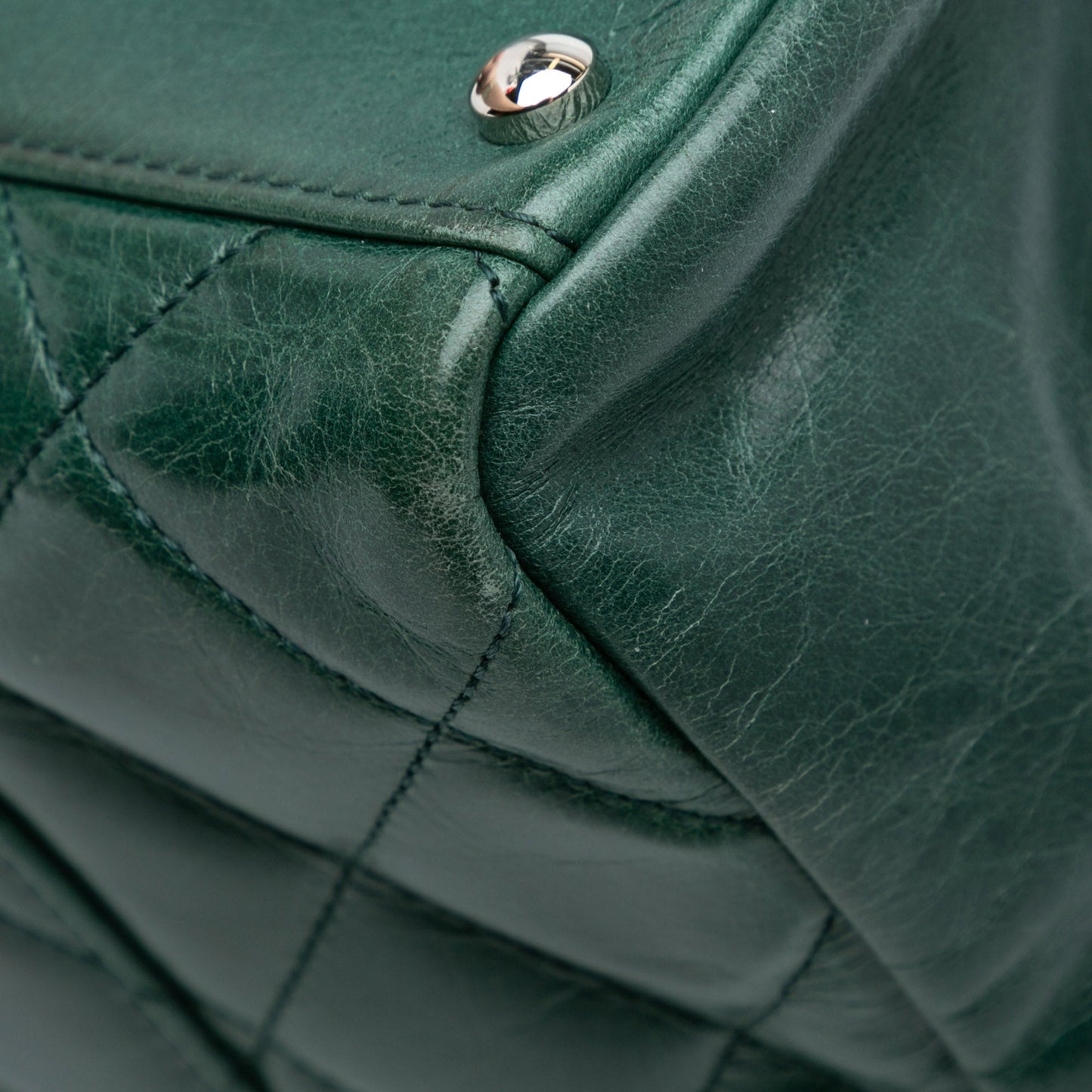 Green Chanel Small Glazed Calfskin CC Delivery Tote Satchel
