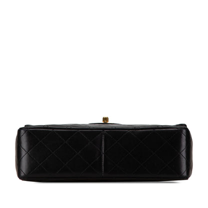 Black Chanel Medium Tall Classic Lambskin Double Flap Shoulder Bag