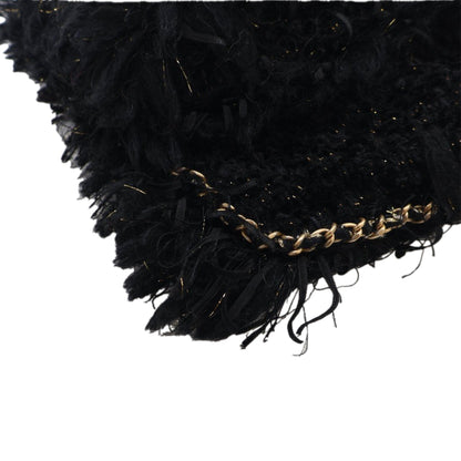 Black Chanel Tweed Fringe Paris Cosmopolite Clutch