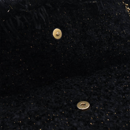 Black Chanel Tweed Fringe Paris Cosmopolite Clutch