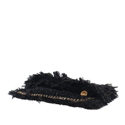 Black Chanel Tweed Fringe Paris Cosmopolite Clutch