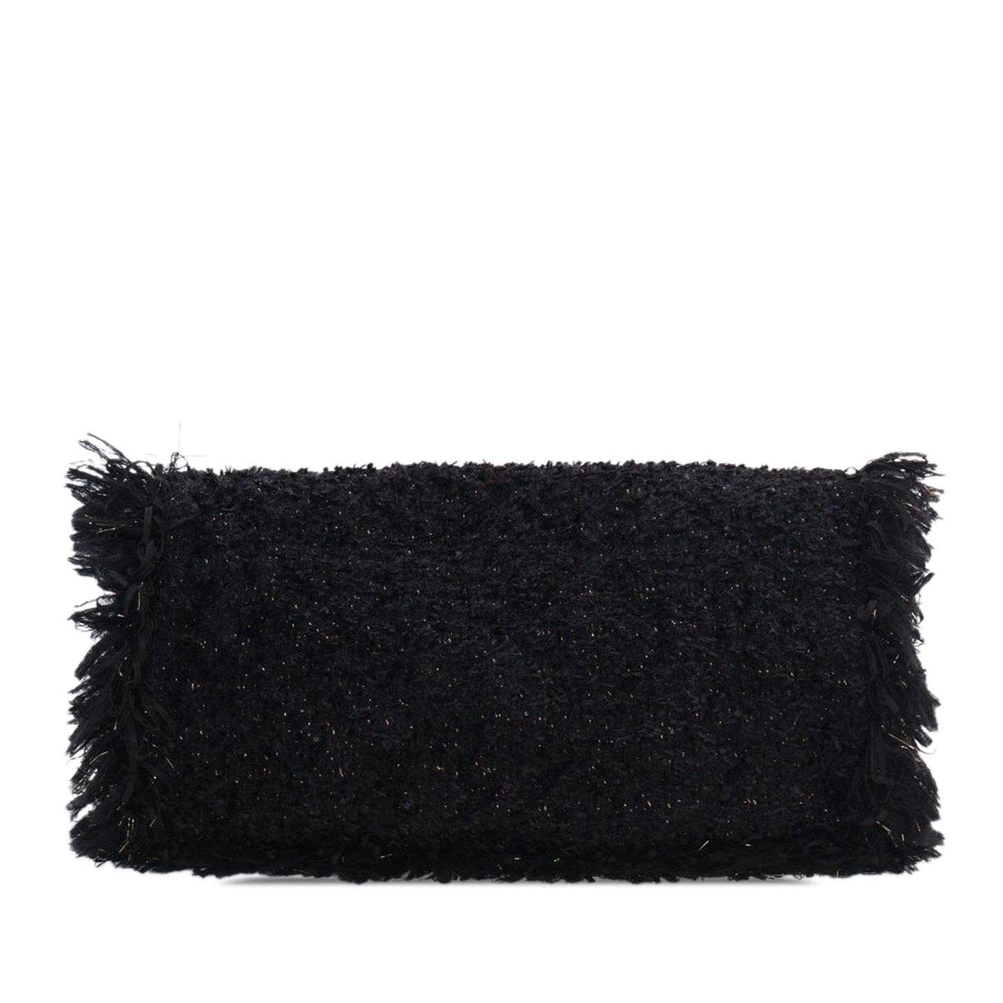 Black Chanel Tweed Fringe Paris Cosmopolite Clutch