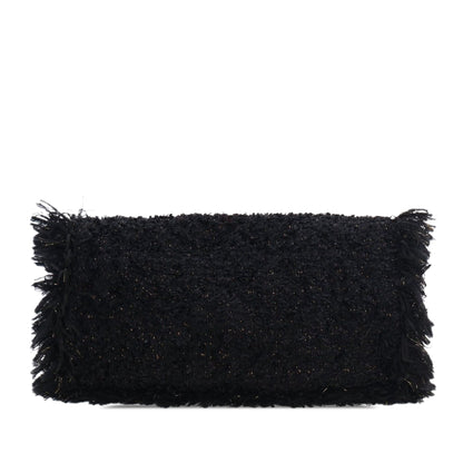 Black Chanel Tweed Fringe Paris Cosmopolite Clutch