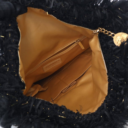 Black Chanel Tweed Fringe Paris Cosmopolite Clutch