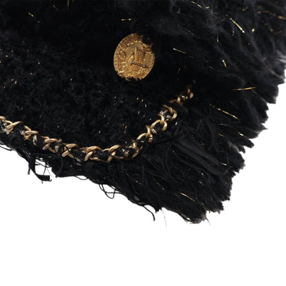 Black Chanel Tweed Fringe Paris Cosmopolite Clutch