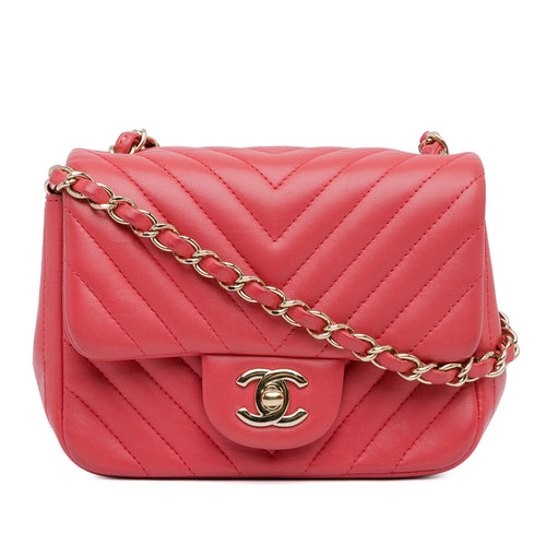 Chanel Sac Mini Square Classic Chevron Lambskin Flap