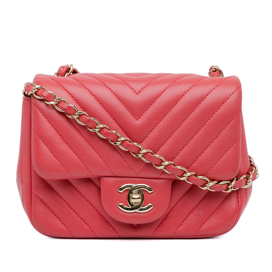 Chanel Sac Mini Square Classic Chevron Lambskin Flap