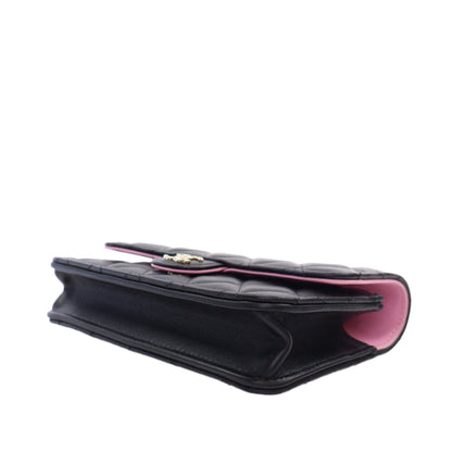 Black Chanel Bicolor Quilted Lambskin Top Handle Phone Holder with Chain Satchel