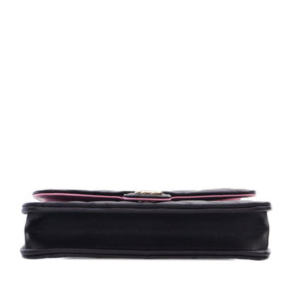 Black Chanel Bicolor Quilted Lambskin Top Handle Phone Holder with Chain Satchel