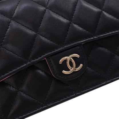 Black Chanel Bicolor Quilted Lambskin Top Handle Phone Holder with Chain Satchel
