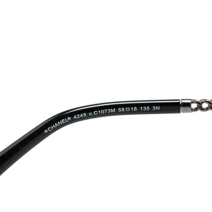 Black Chanel Chain Round Tinted Sunglasses