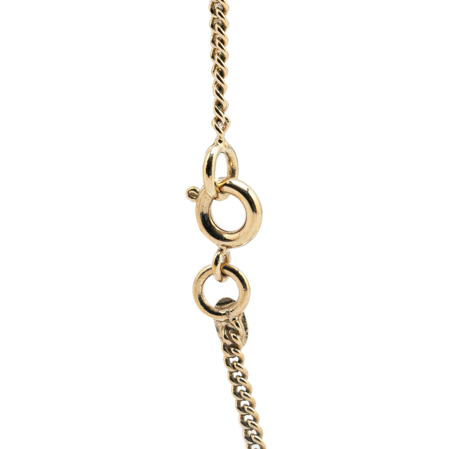 Gold Chanel Gold Plated Resin Crystal Pendant Necklace