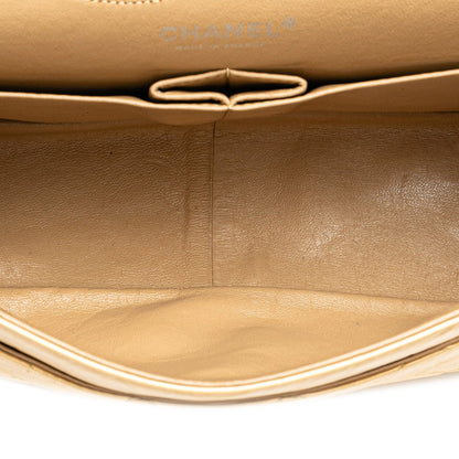 Gold Chanel Reissue 2.55 Aged Calfskin Double Flap 227 Shoulder Bag