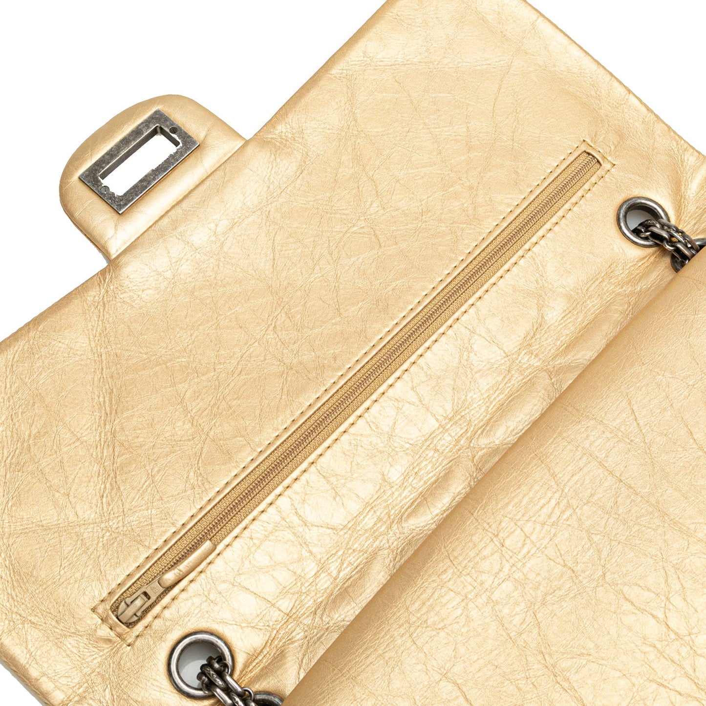Gold Chanel Reissue 2.55 Aged Calfskin Double Flap 227 Shoulder Bag