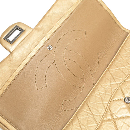 Gold Chanel Reissue 2.55 Aged Calfskin Double Flap 227 Shoulder Bag
