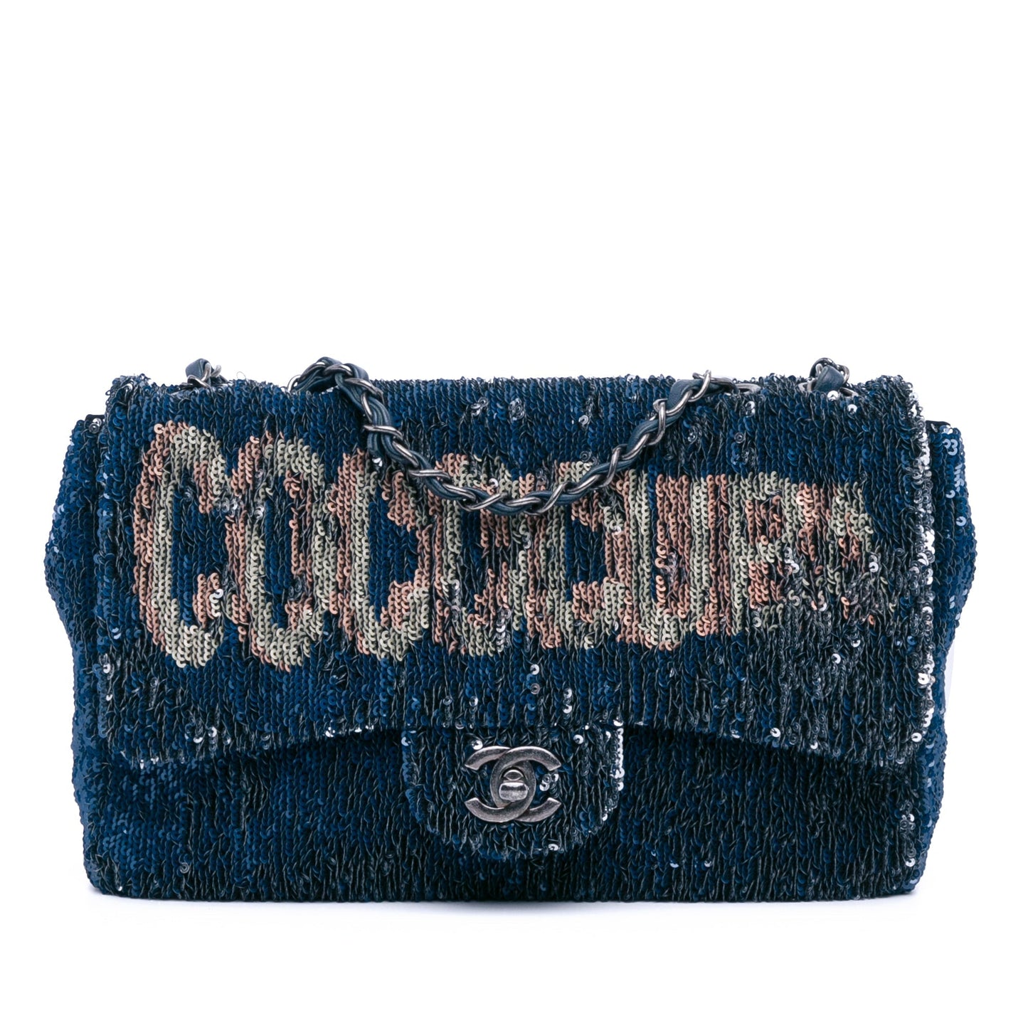 Blue Chanel Paris Cuba Medium Sequin Coco Cuba Single Flap Shoulder Bag