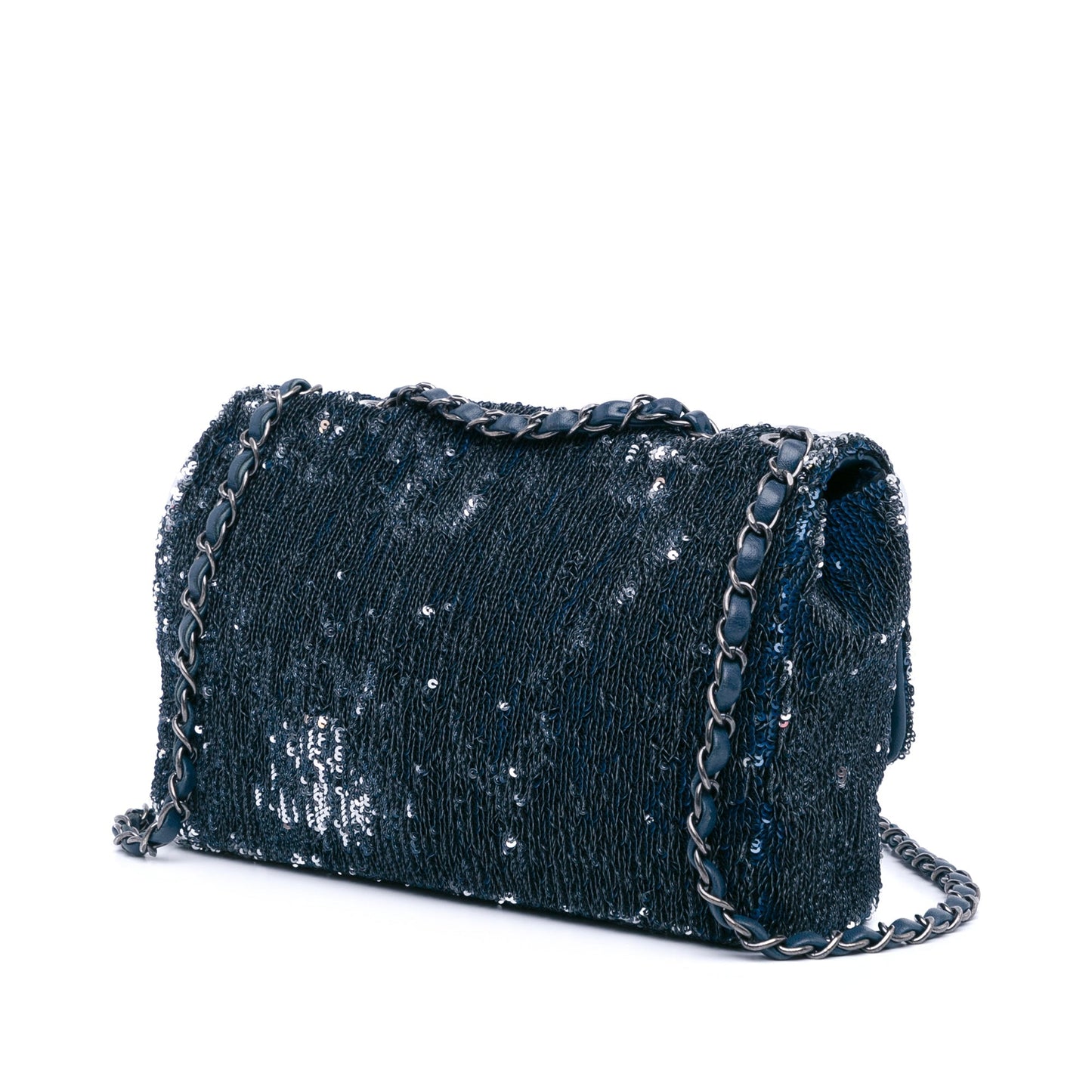 Blue Chanel Paris Cuba Medium Sequin Coco Cuba Single Flap Shoulder Bag