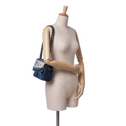 Blue Chanel Paris Cuba Medium Sequin Coco Cuba Single Flap Shoulder Bag