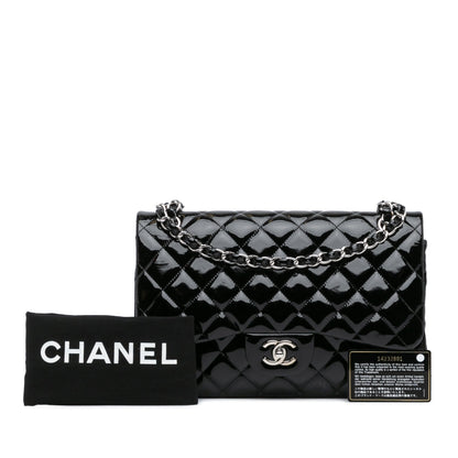 Black Chanel Jumbo Classic Patent Double Flap Shoulder Bag