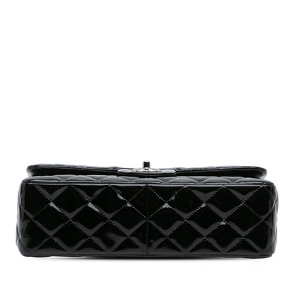 Black Chanel Jumbo Classic Patent Double Flap Shoulder Bag