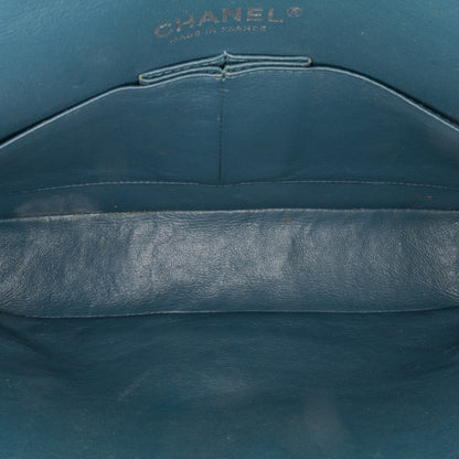 Blue Chanel Medium Classic Chevron Caviar Double Flap Shoulder Bag