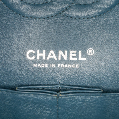Blue Chanel Medium Classic Chevron Caviar Double Flap Shoulder Bag