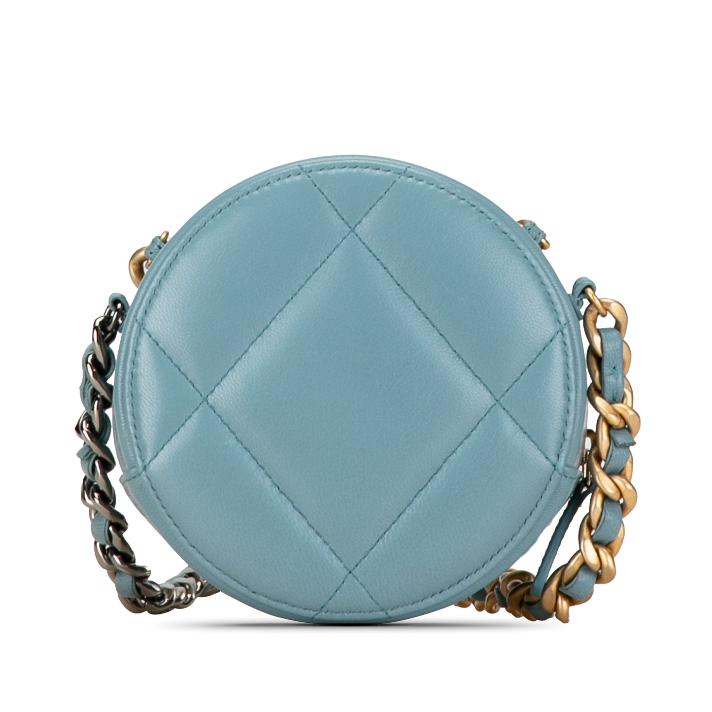 Blue Chanel Lambskin 19 Round Clutch with Chain Satchel
