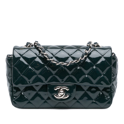 Blue Chanel Mini Rectangular Classic Patent Single Flap Crossbody Bag
