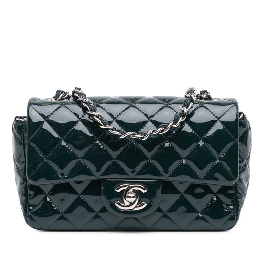 Blue Chanel Mini Rectangular Classic Patent Single Flap Crossbody Bag