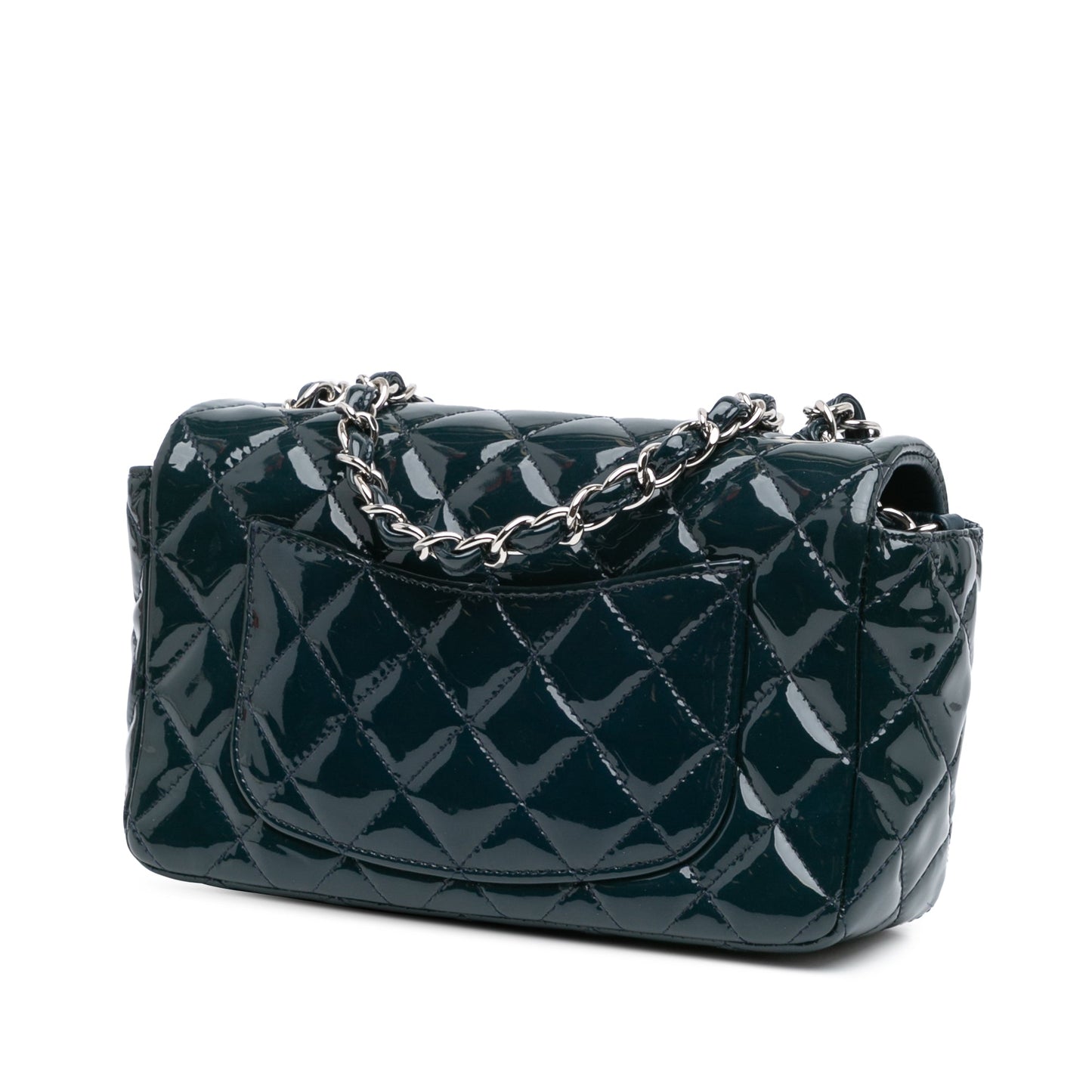 Blue Chanel Mini Rectangular Classic Patent Single Flap Crossbody Bag